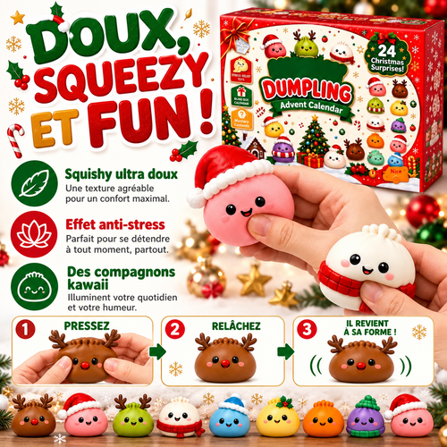 Calendrier de l'Avent Dumpling Squishy™ – 24 Surprises de Noël 🎄