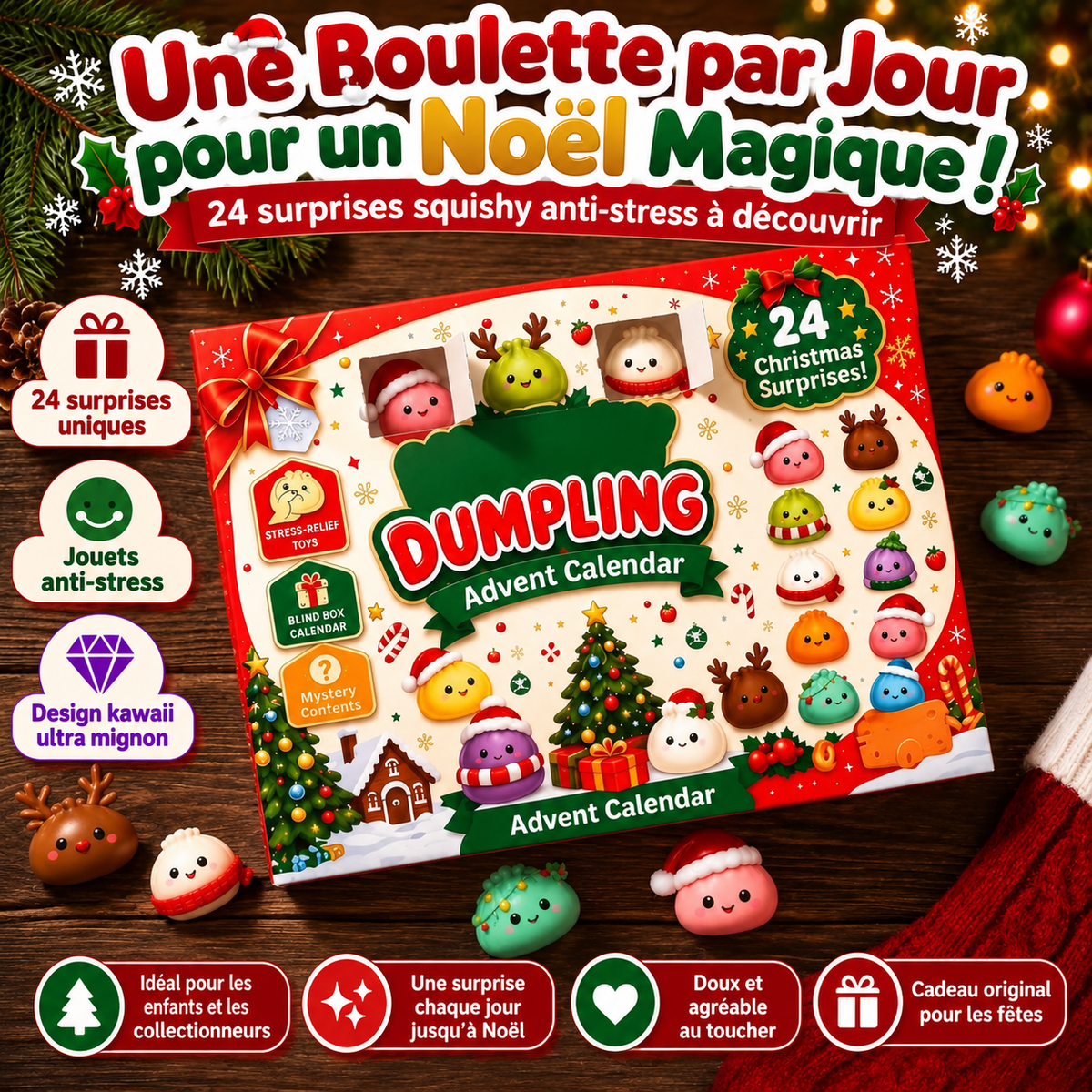 Calendrier de l'Avent Dumpling Squishy™ – 24 Surprises Kawaii