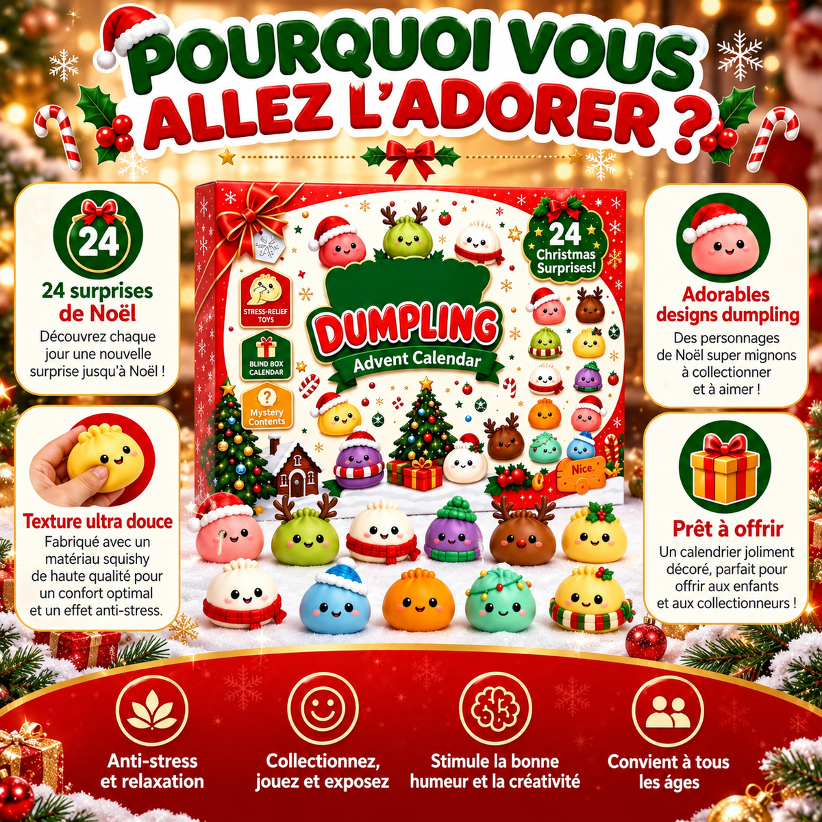 Calendrier de l'Avent Dumpling Squishy™ – 24 Surprises Kawaii