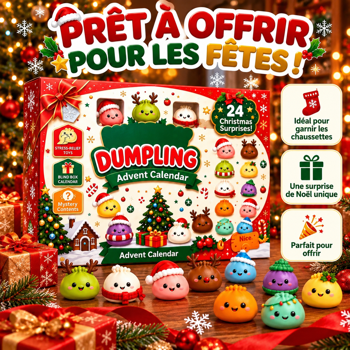 Calendrier de l'Avent Dumpling Squishy™ – 24 Surprises Kawaii